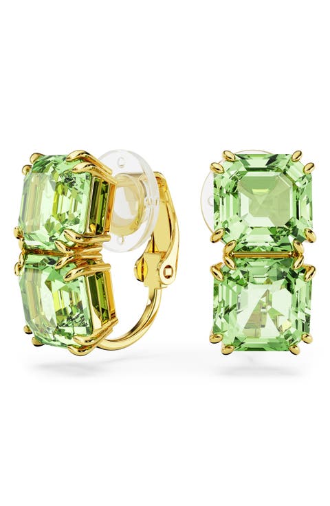 Millenia Square Crystal Clip-On Earrings