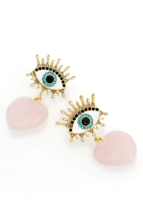 KURT GEIGER KURT GEIGER LONDON QUARTZ HEART EVIL EYE DROP EARRINGS