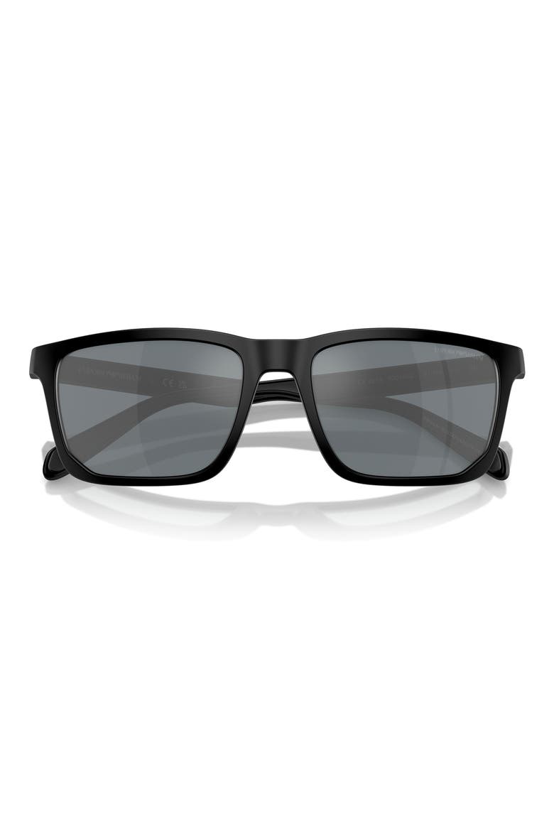 57mm Rectangle Sunglasses, Alternate, color, BLACK / GREY MIRROR BLACK