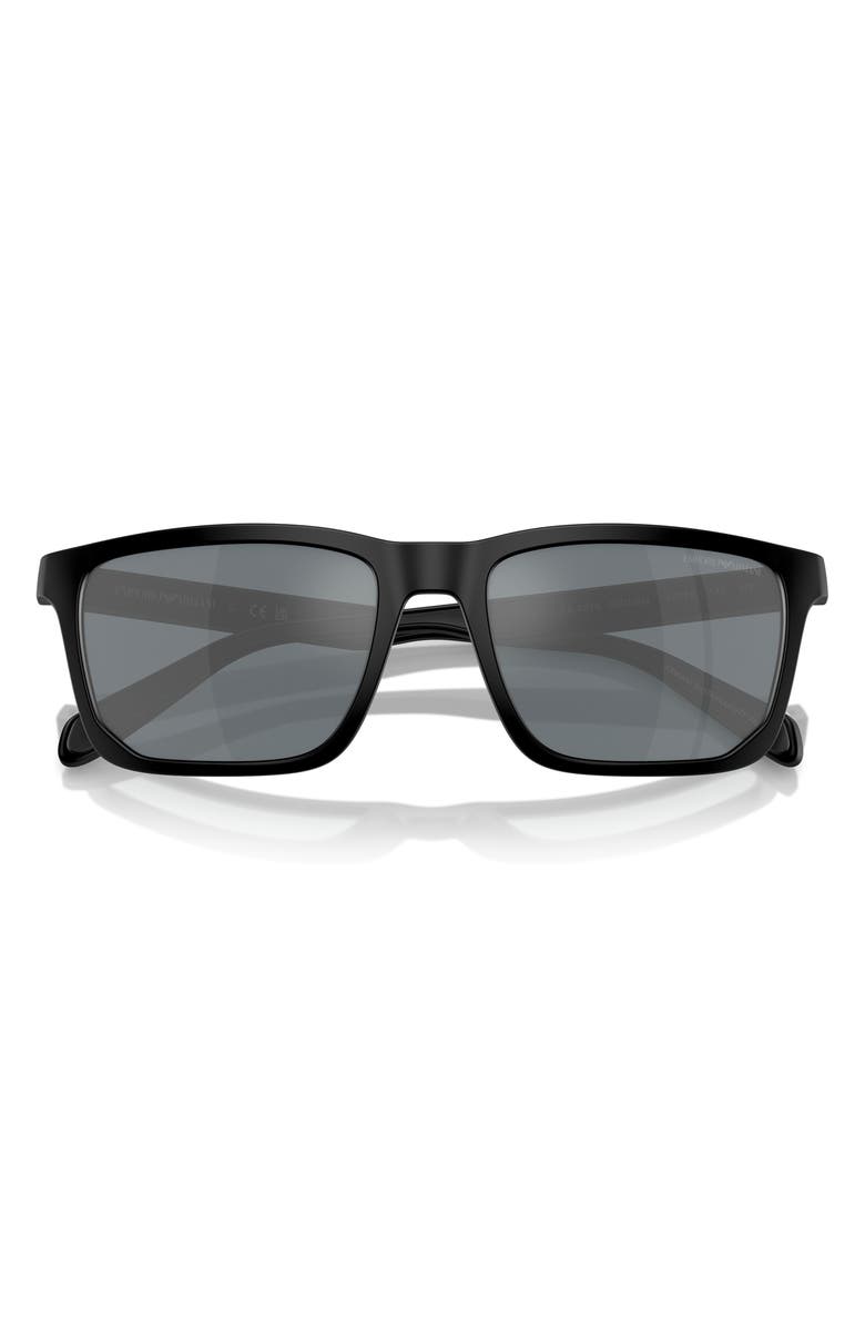 Emporio Armani 57mm Rectangle Sunglasses, Alternate, color, Black / Grey Mirror Black