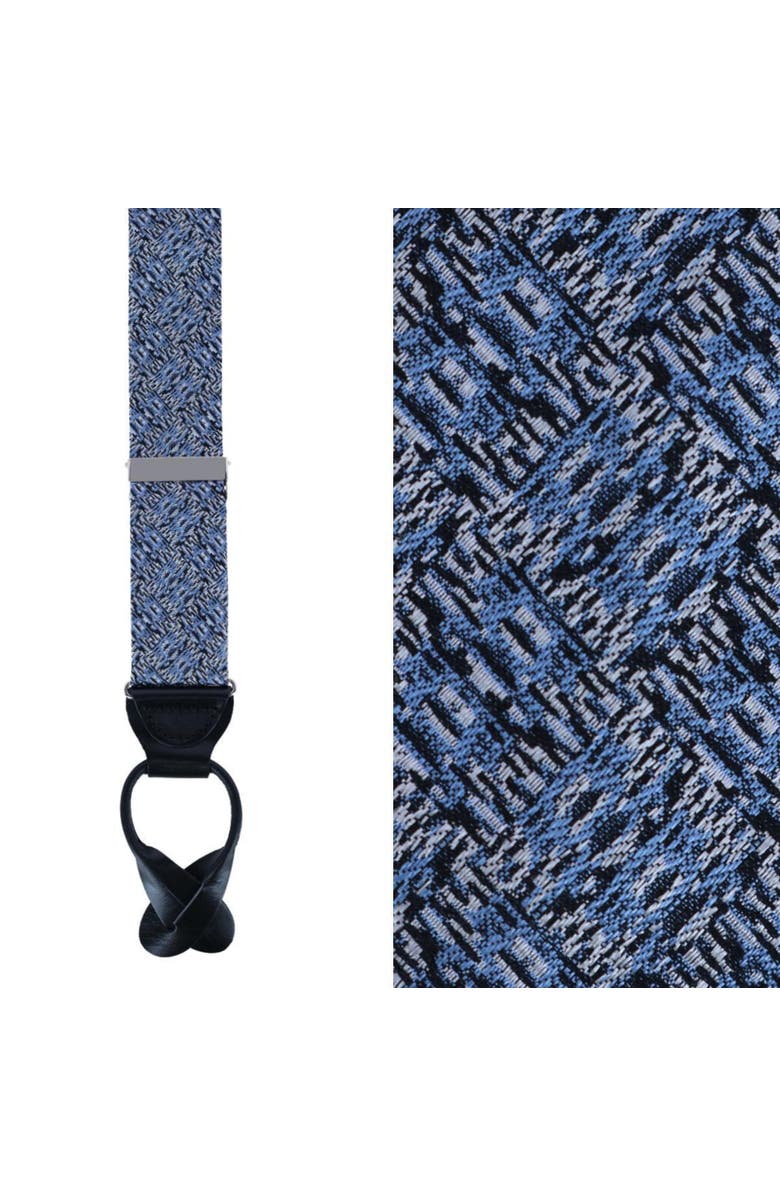 Trafalgar Benito's Blue Basketweave Silk Suspenders (Braces) and Bow Tie Bundle, Alternate, color, Light Blue