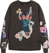 Desigual Abstract Floral Cotton Graphic Sweatshirt