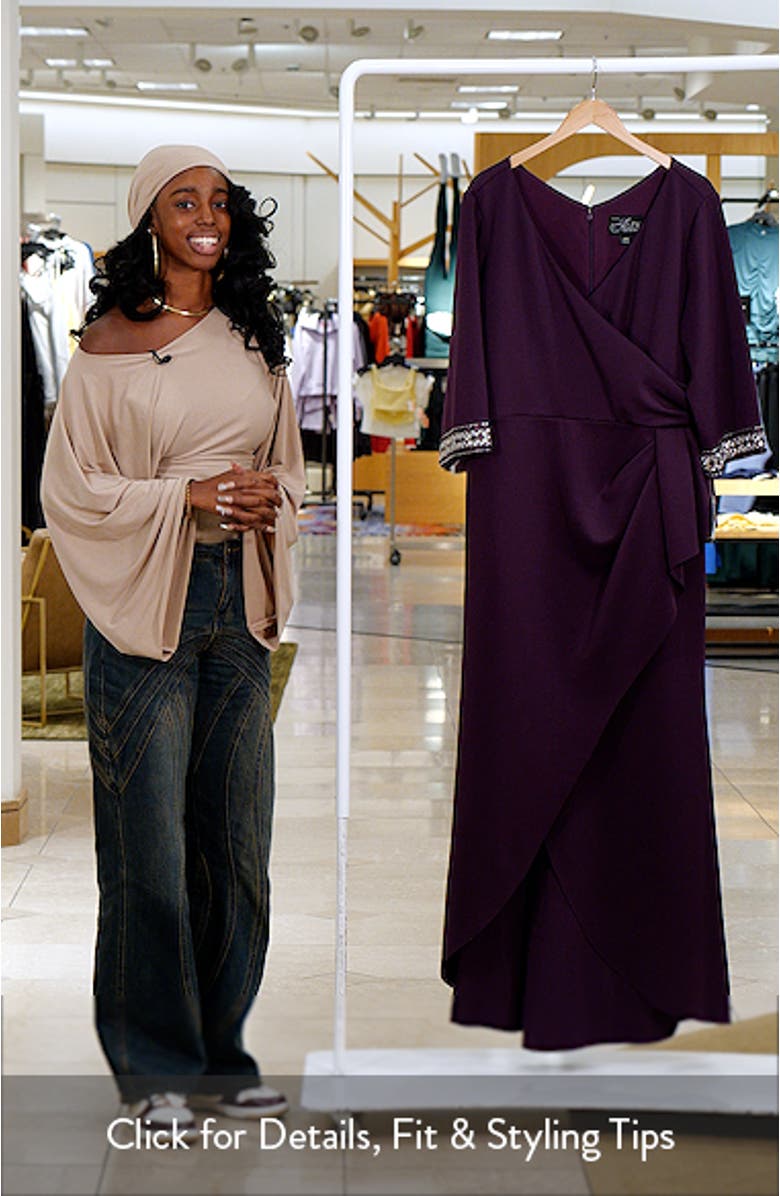 Embellished Stretch Crepe Gown, sales video thumbnail