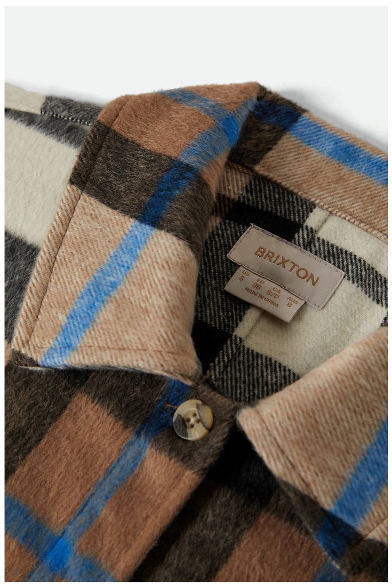 Bowery Plaid Flannel Button-Up Shirt, Alternate, color, WASHED BLACK/ SAND
