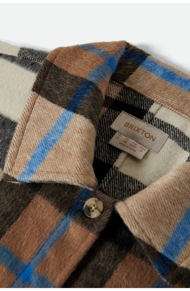 Brixton Bowery Plaid Flannel Button-Up Shirt, Alternate, color, Washed Black/ Sand