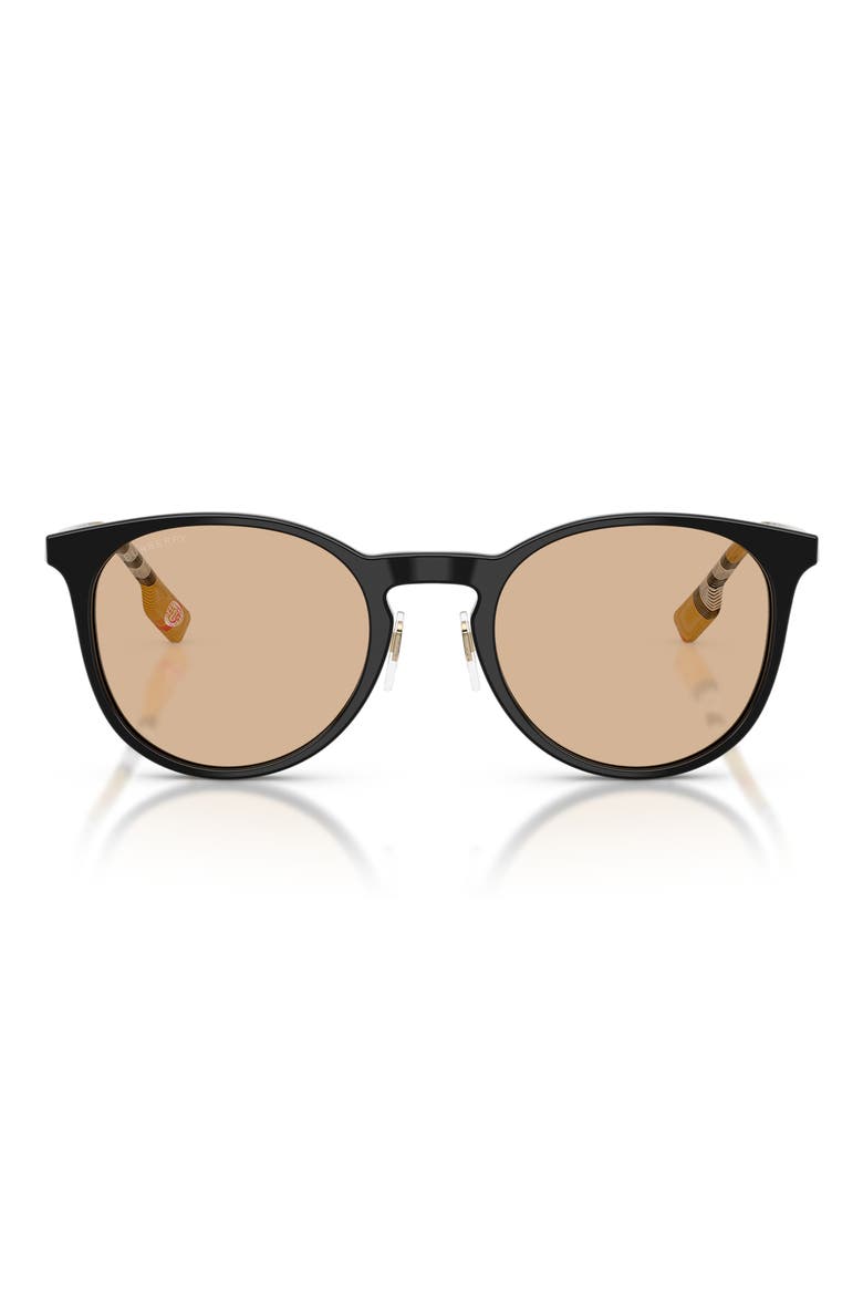 51mm Round Sunglasses, Main, color, BLACK / LIGHT BROWN
