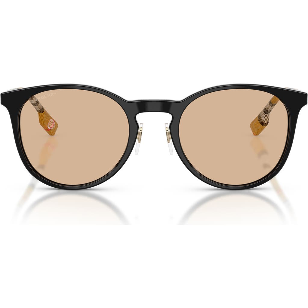 Burberry 51mm Round Sunglasses In Black