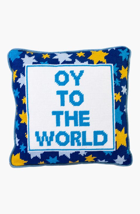 Oy Needlepoint Pillow