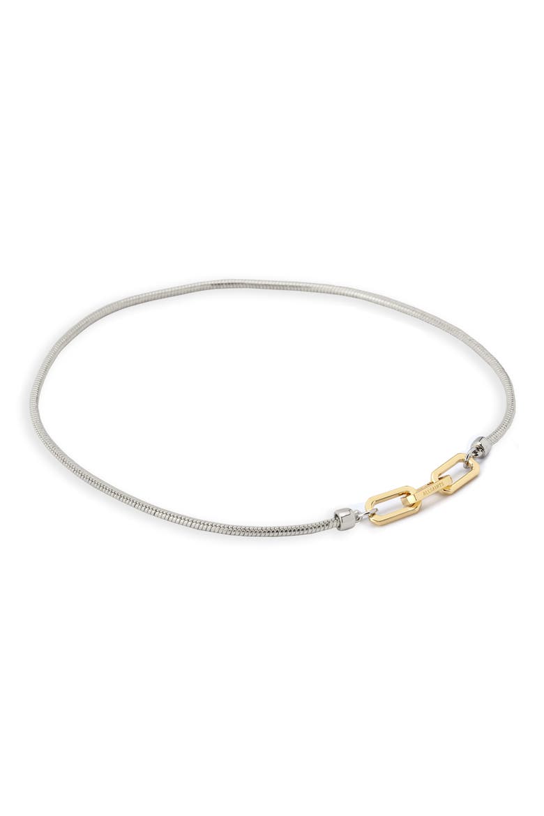 Hex Link Snake Chain Collar Necklace, Alternate, color, RHODIUM/ GOLD