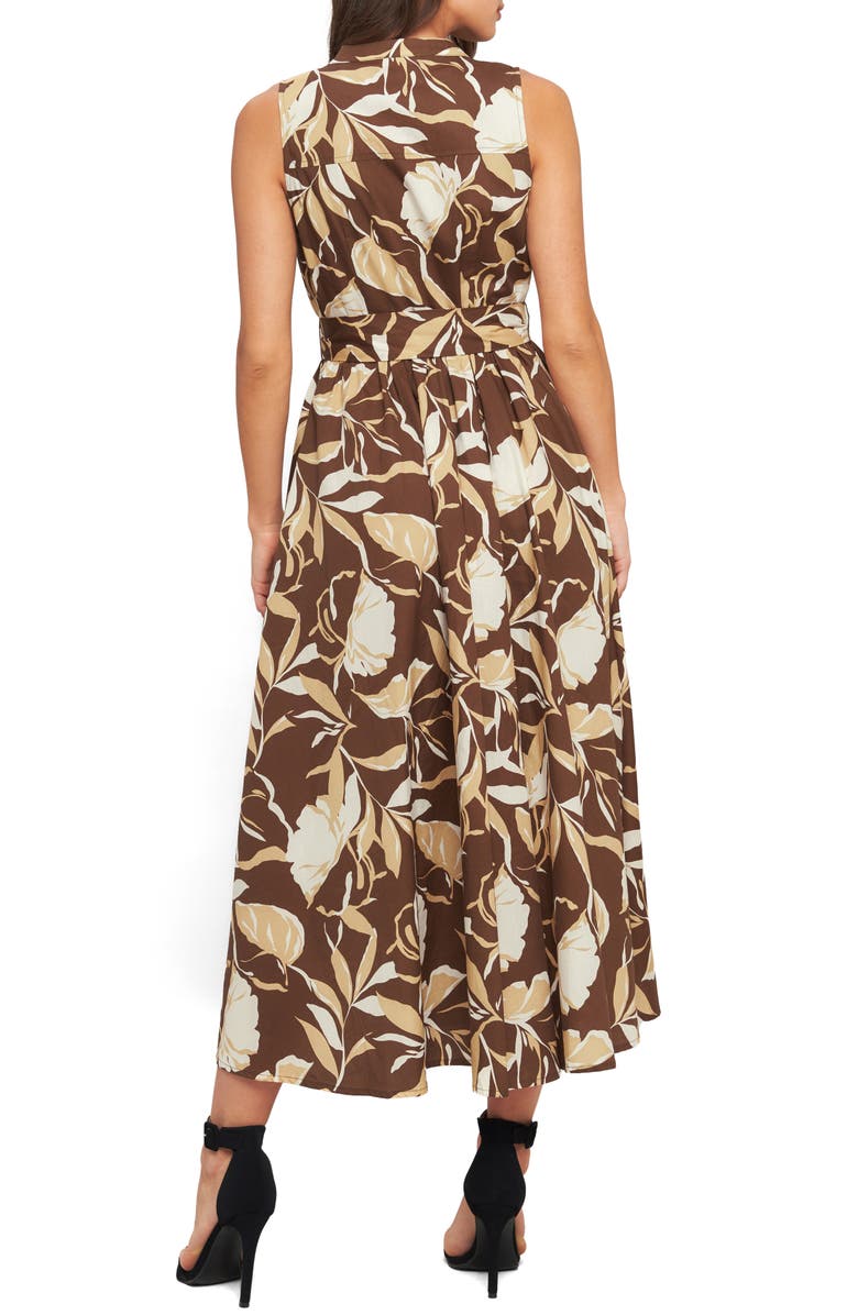 FLYING TOMATO Sleeveless Cotton Poplin Shirtdress, Alternate, color, Brown