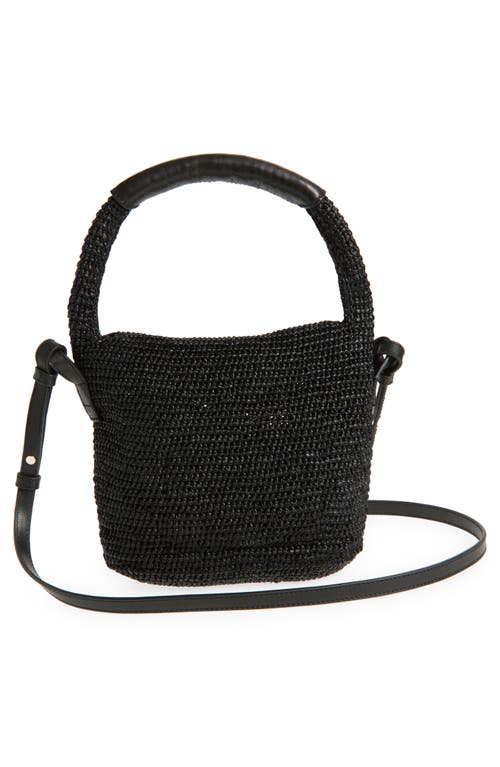 Helen Kaminski Yala Raffia Mini Shoulder Bag In Charcoal/black