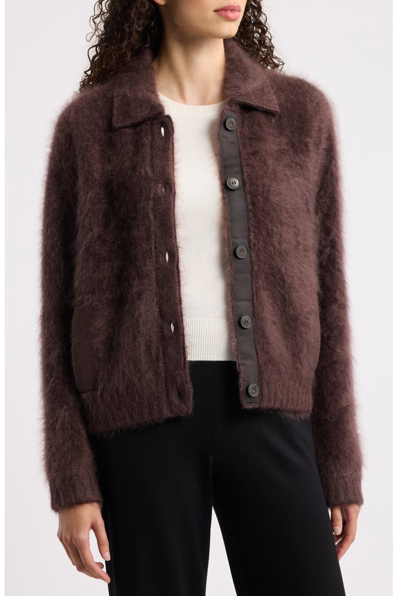 Brushed Cashmere Cardigan, Alternate, color, CHOCOLATE