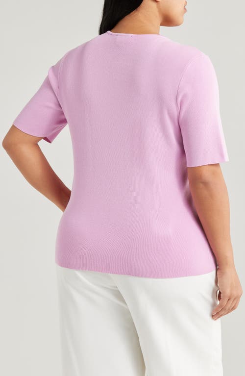 Tahari Asl Short Sleeve Sweater In Pink Macaroon