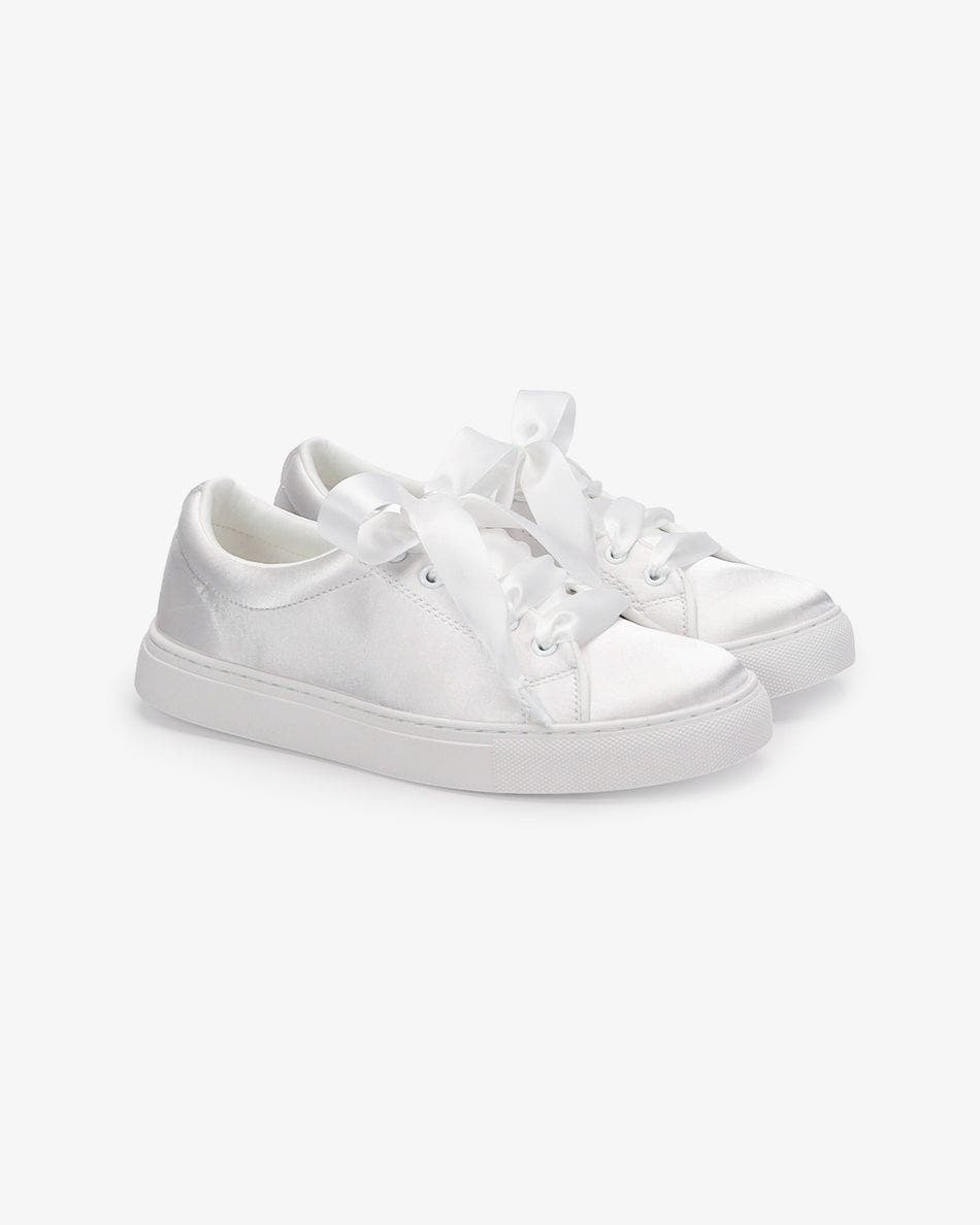 Kailee P Lucy Satin Wedding Platform Sneakers, Main, color, White