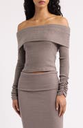 Feners Caricia Off the Shoulder Ribbed Sweater