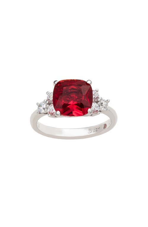 Suzy Levian Cushion Cut Cubic Zirconia Engagement Ring In Silver