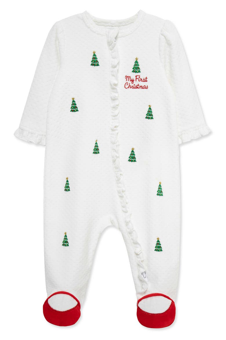 Merry Trees Velour Footie, Main, color, WHITE