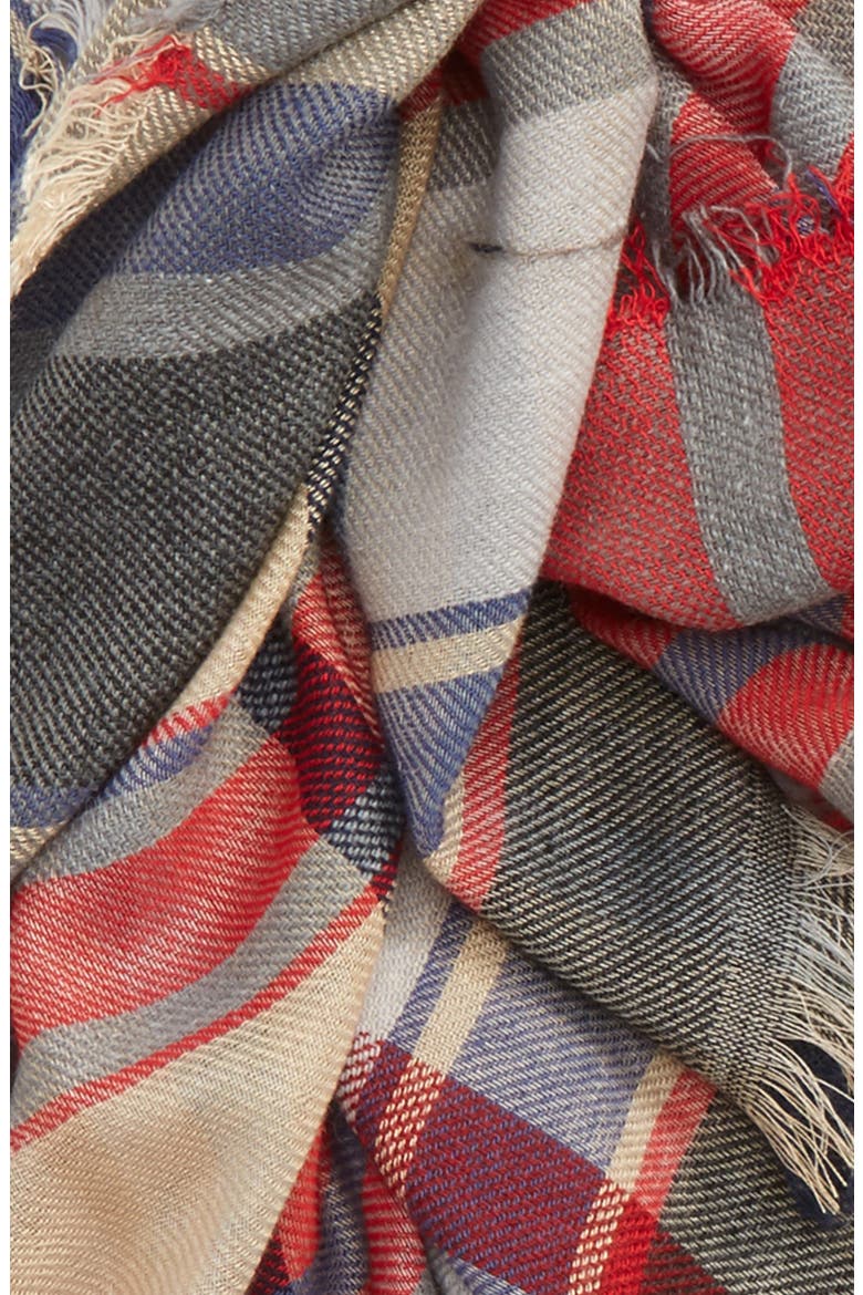 Plaid Oblong Scarf, Alternate, color, TAN MULTI