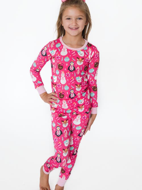 Rufflebutts Girls Softsnooze Ruffle Long Sleeve Pajama Set In Pink