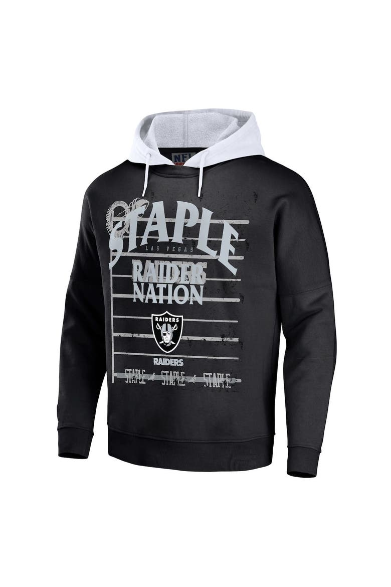 Men's NFL x Staple Black Las Vegas Raiders Throwback Vintage Wash Pullover Hoodie, Alternate, color, Black