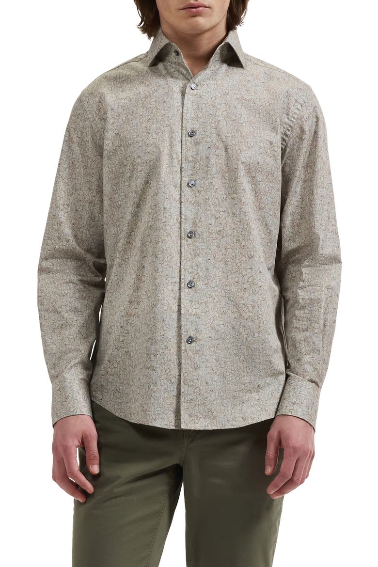 Alvin Shaped Fit Long Sleeve Cotton Shirt, Main, color, GINGER