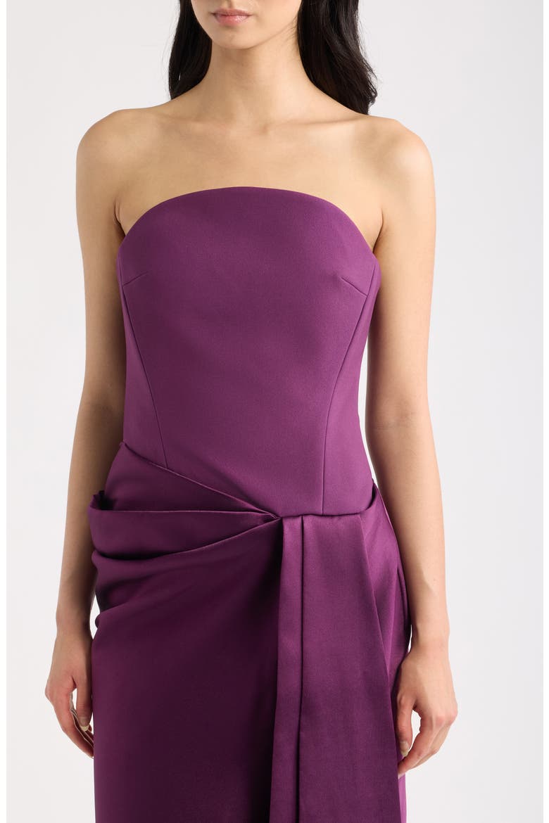 Seri Strapless A-Line Gown, Alternate, color, DAMSON