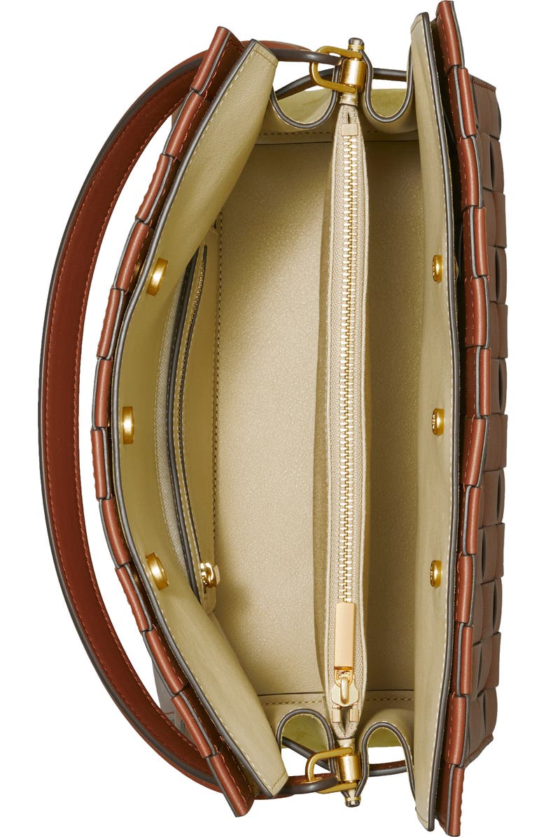 Tory Burch Lee Radziwill Woven Leather Double Bag, Alternate, color,