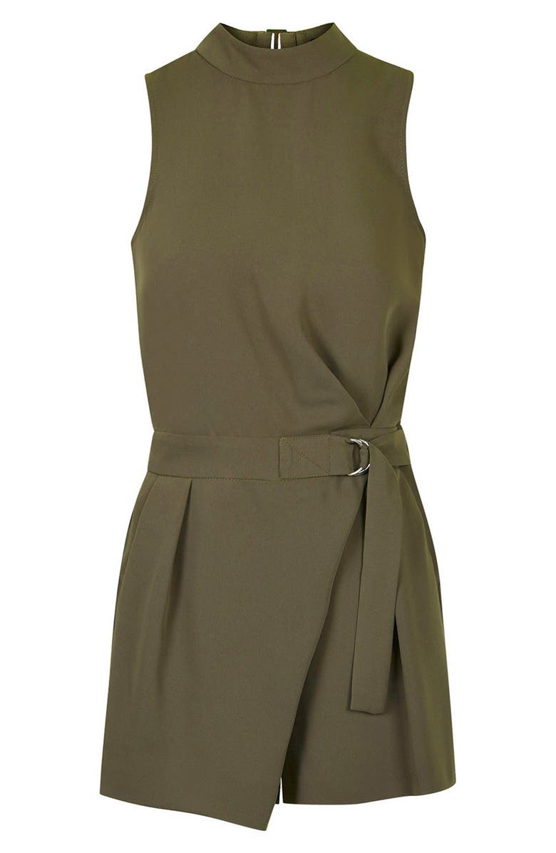 Topshop D-Ring High Neck Romper, Alternate, color, 