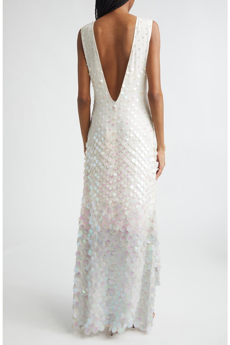 Embellished Step Hem Silk Gown, Alternate, color, NOUGAT
