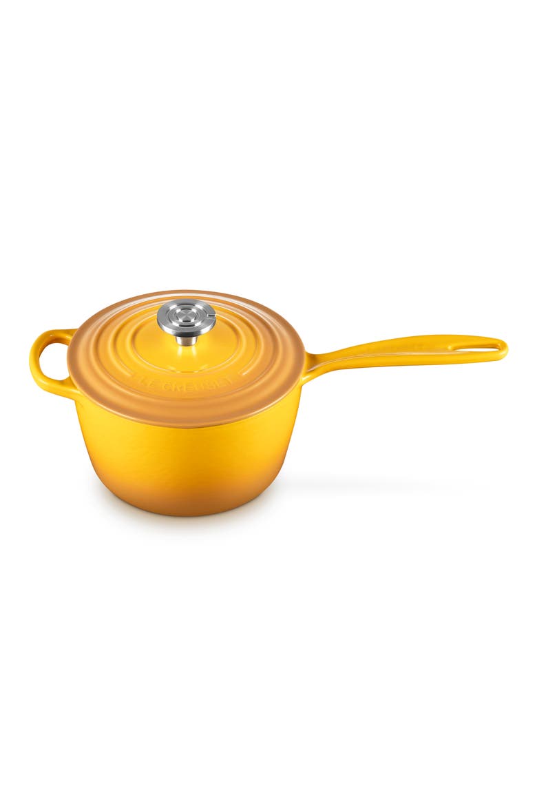 Signature 2.25-Quart Enameled Cast Iron Saucepan, Alternate, color, NECTAR