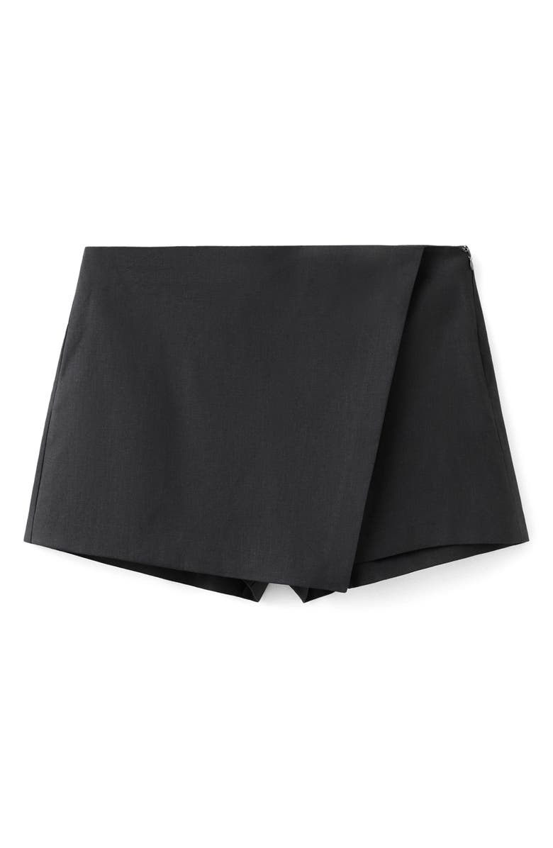 MANGO Wrap Linen & Cotton Miniskirt, Alternate, color, Grey