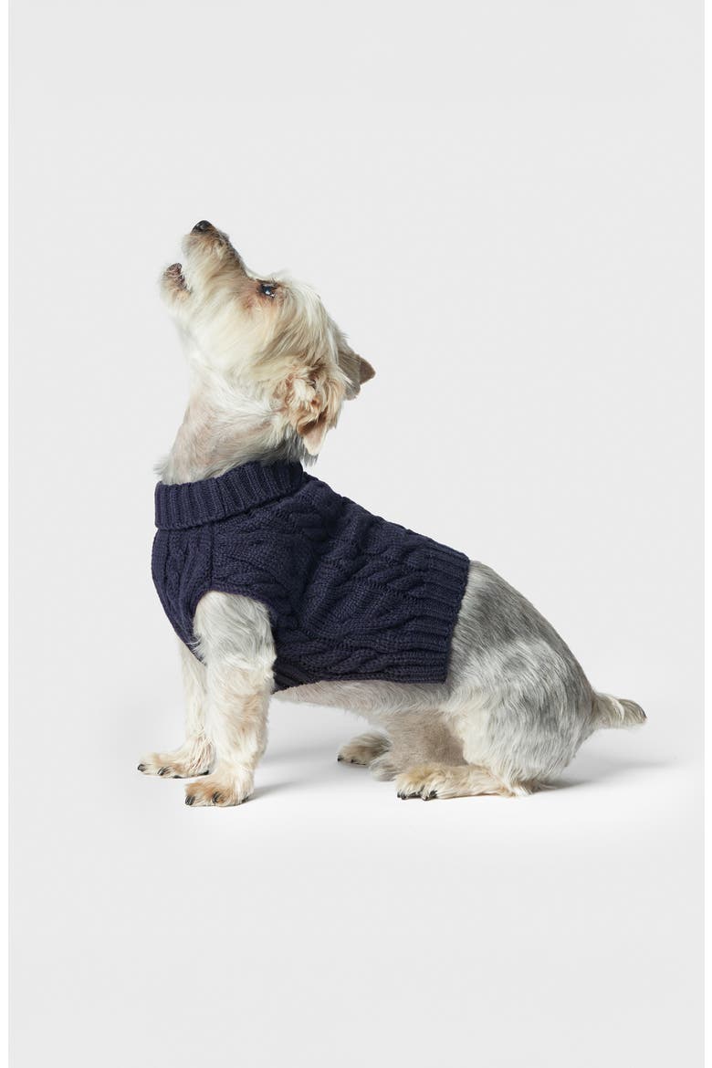 Cable Knit Dog Sweater, Alternate, color, NAVY