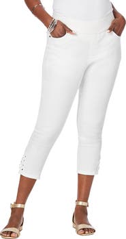Jessica London Comfort Waist Stretch Denim Lace-Up Capri