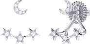 LuvMyJewelry Star Trio Crescent Jacket Earrings