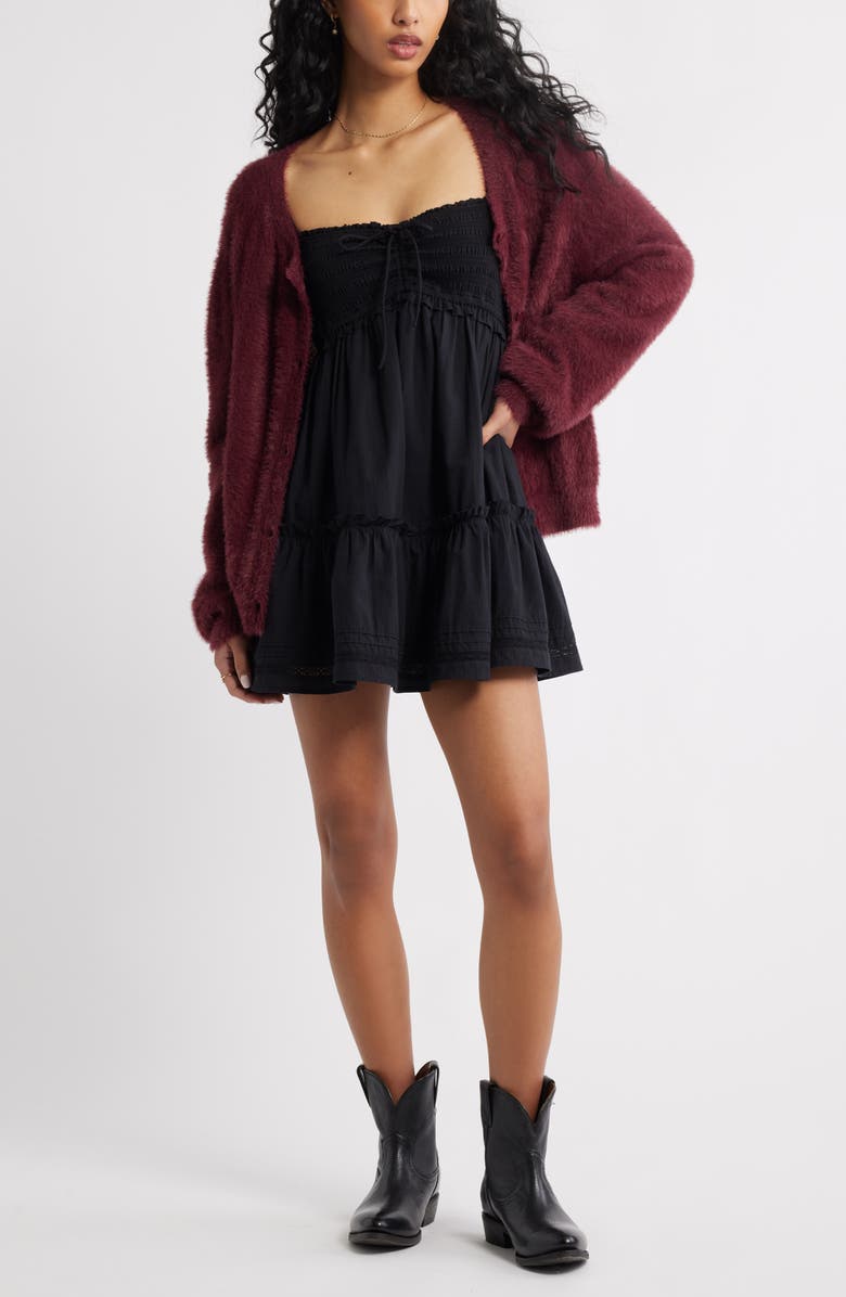 BP. Long Sleeve Fit & Flare Minidress, Alternate, color, Black