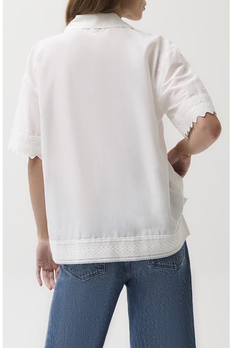 Maliah Silk & Cotton Camp Shirt, Alternate, color, SOFT WHITE