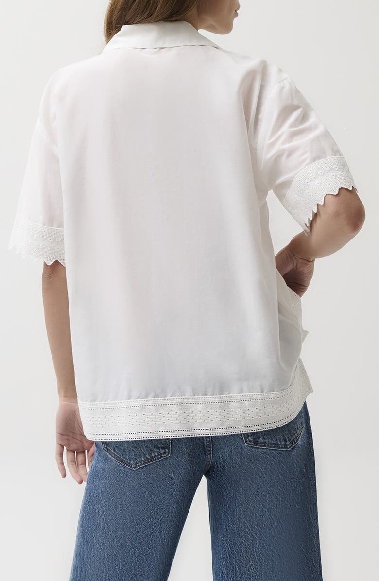 Pistola Maliah Silk & Cotton Camp Shirt, Alternate, color, Soft White