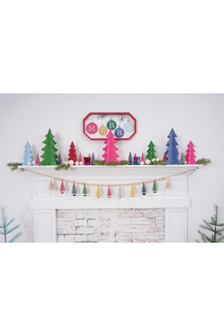 Flocked Green Tree Figurine Set of 2, Alternate, color, Green