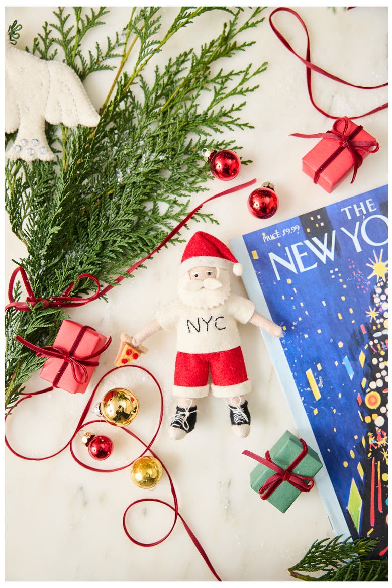 NYC Santa Ornament, Alternate, color, RED