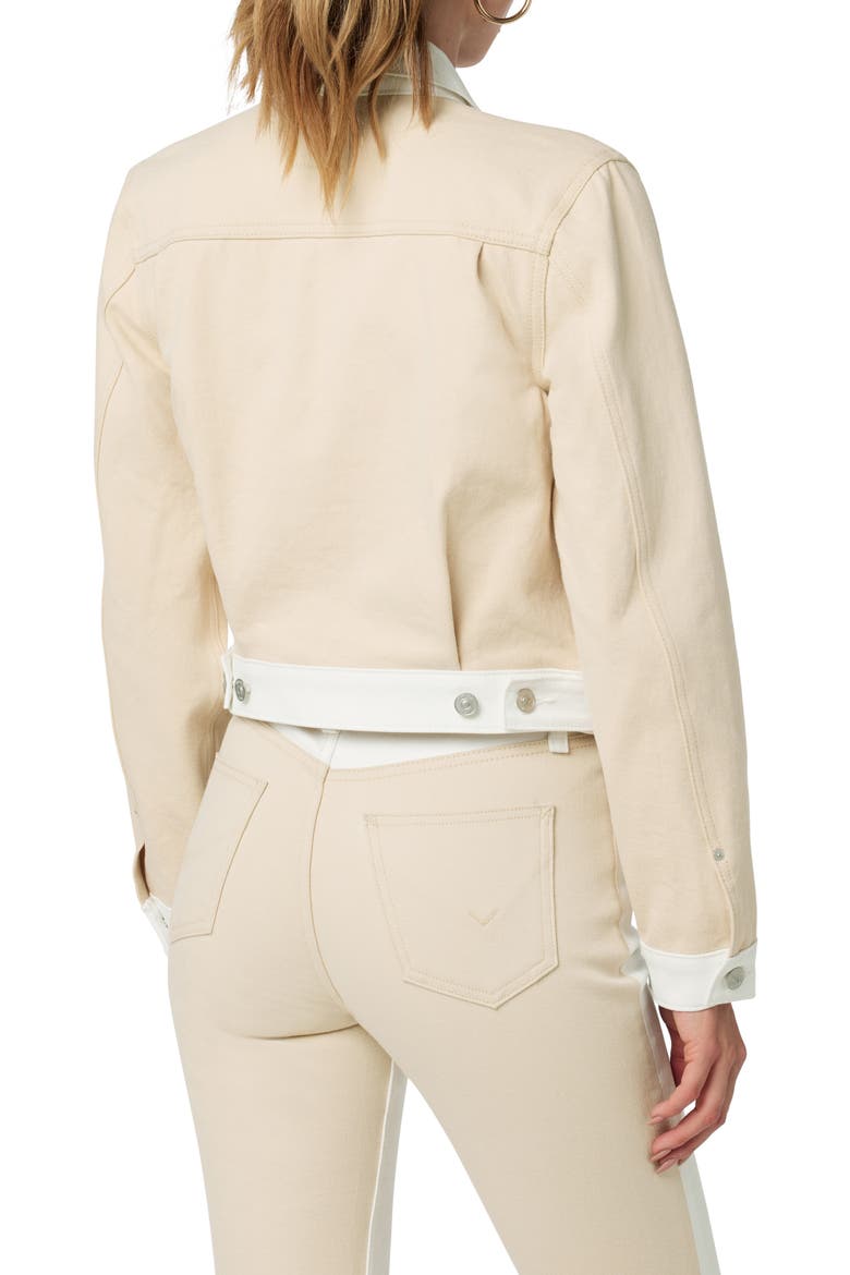 Lola Two-Tone Shrunken Denim Trucker Jacket, Alternate, color, ANGORA COLORBLOCK
