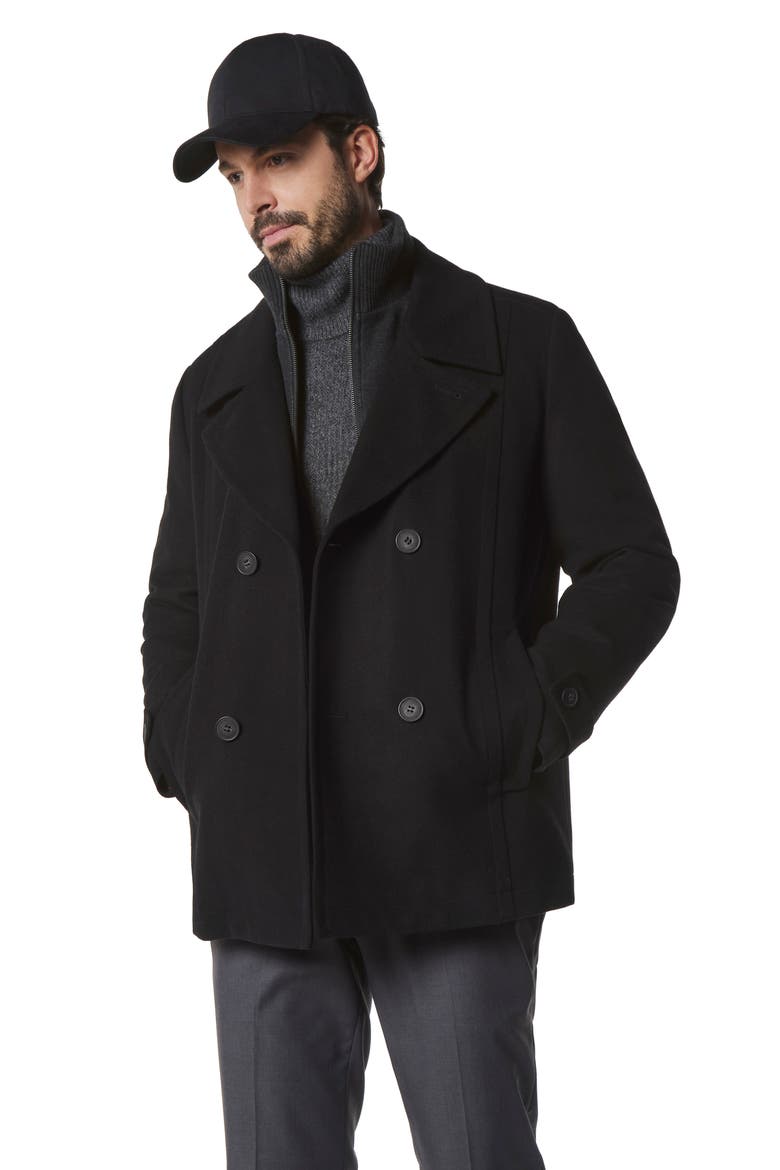 Danton Water Resistant Peacoat, Alternate, color, BLACK