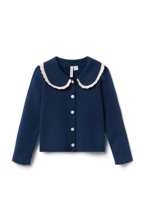 Janie And Jack Crochet Collar Cardigan In Blue