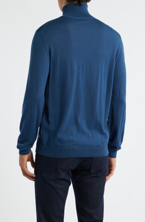 Hugo Boss Boss Musso Virgin Wool Turtleneck Sweater In Blue