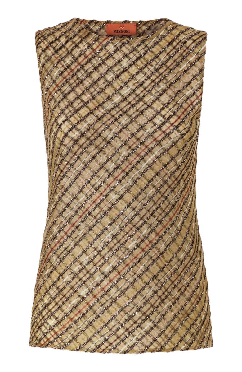 Missoni Criss-cross Tartan Crew Neck Top, Alternate, color, Green 
Gold