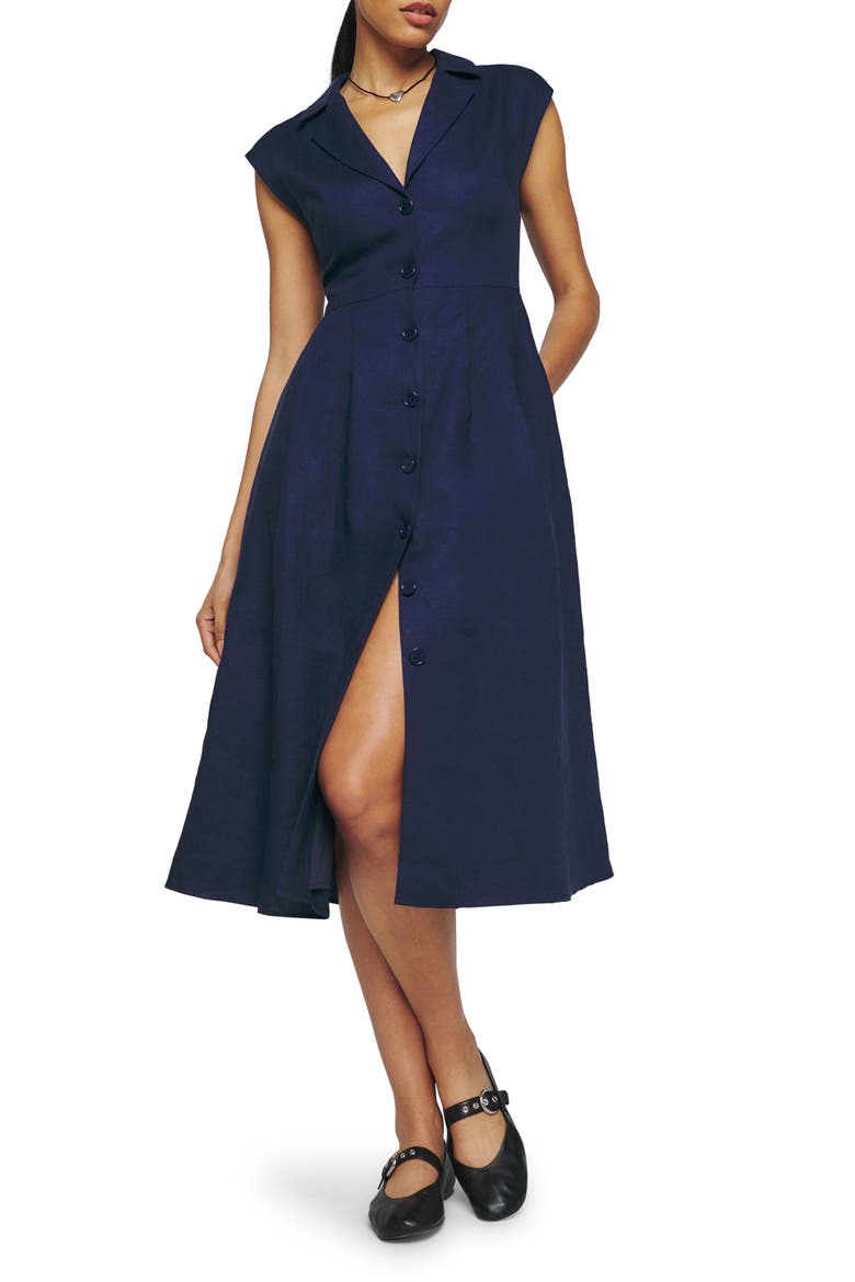 Zienna Linen A-Line Dress, Main, color, DANUBE
