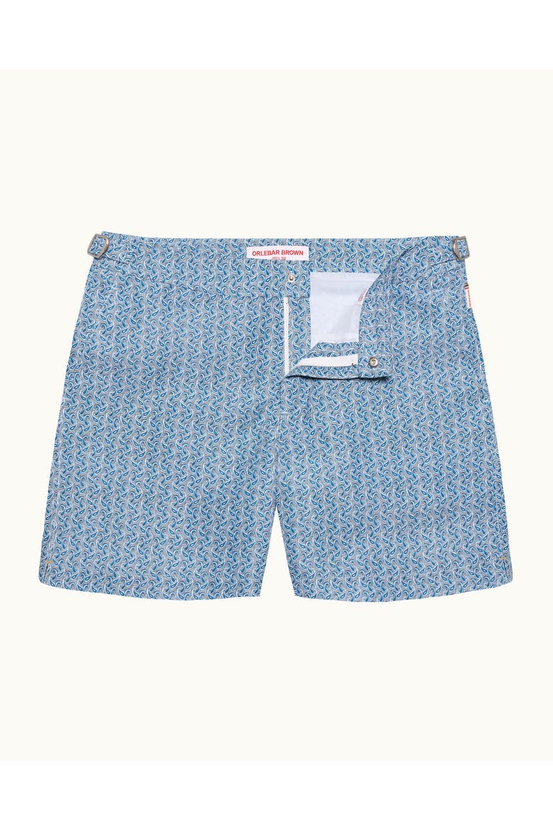 Bulldog Exclusive-Print Mid-Length Swim Shorts, Main, color, LIGHT SALTWATER BLUE