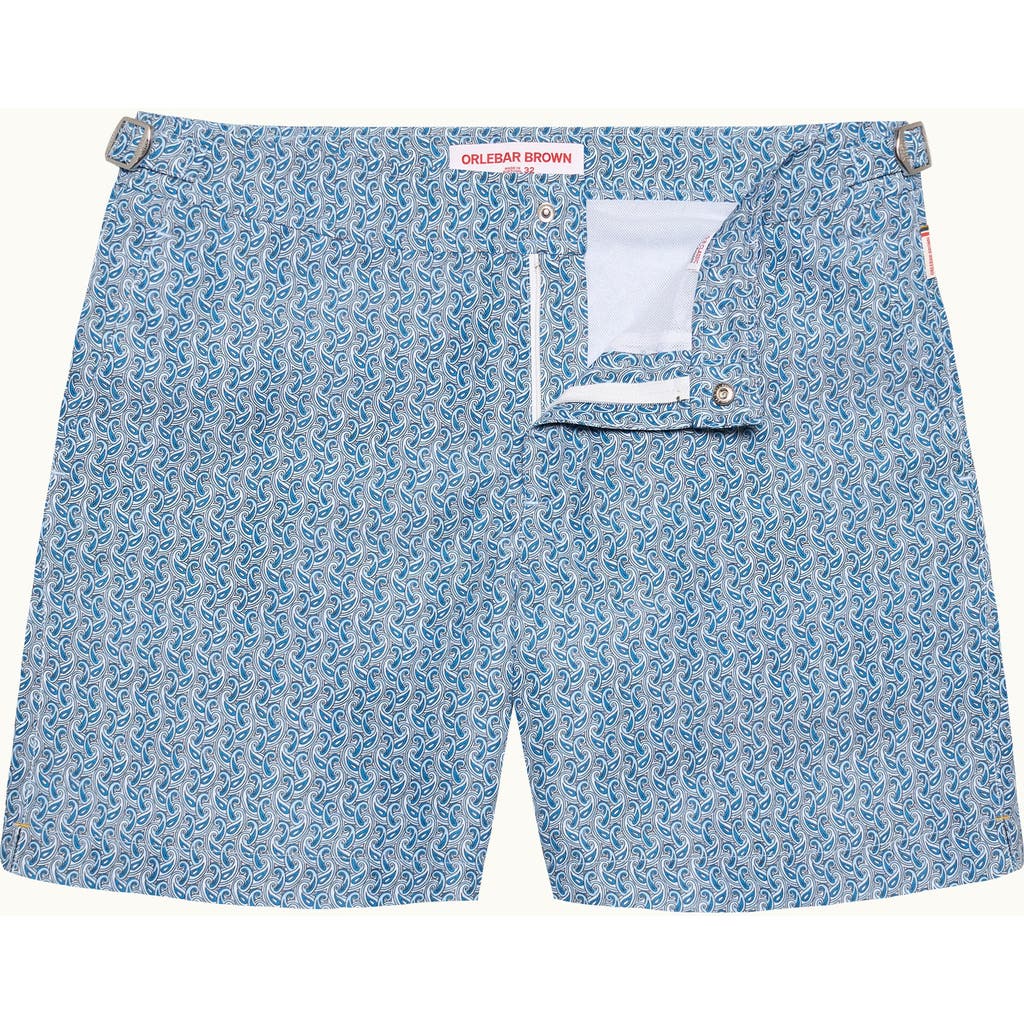 Orlebar Brown Bulldog Exclusive-print Mid-length Swim Shorts In Light Saltwater Blue