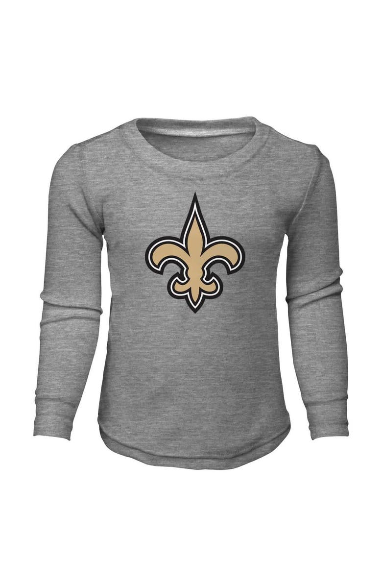 Outerstuff Youth New Orleans Saints Long Sleeve T-Shirt and Pants Sleep Set, Alternate, color, Heather Gray