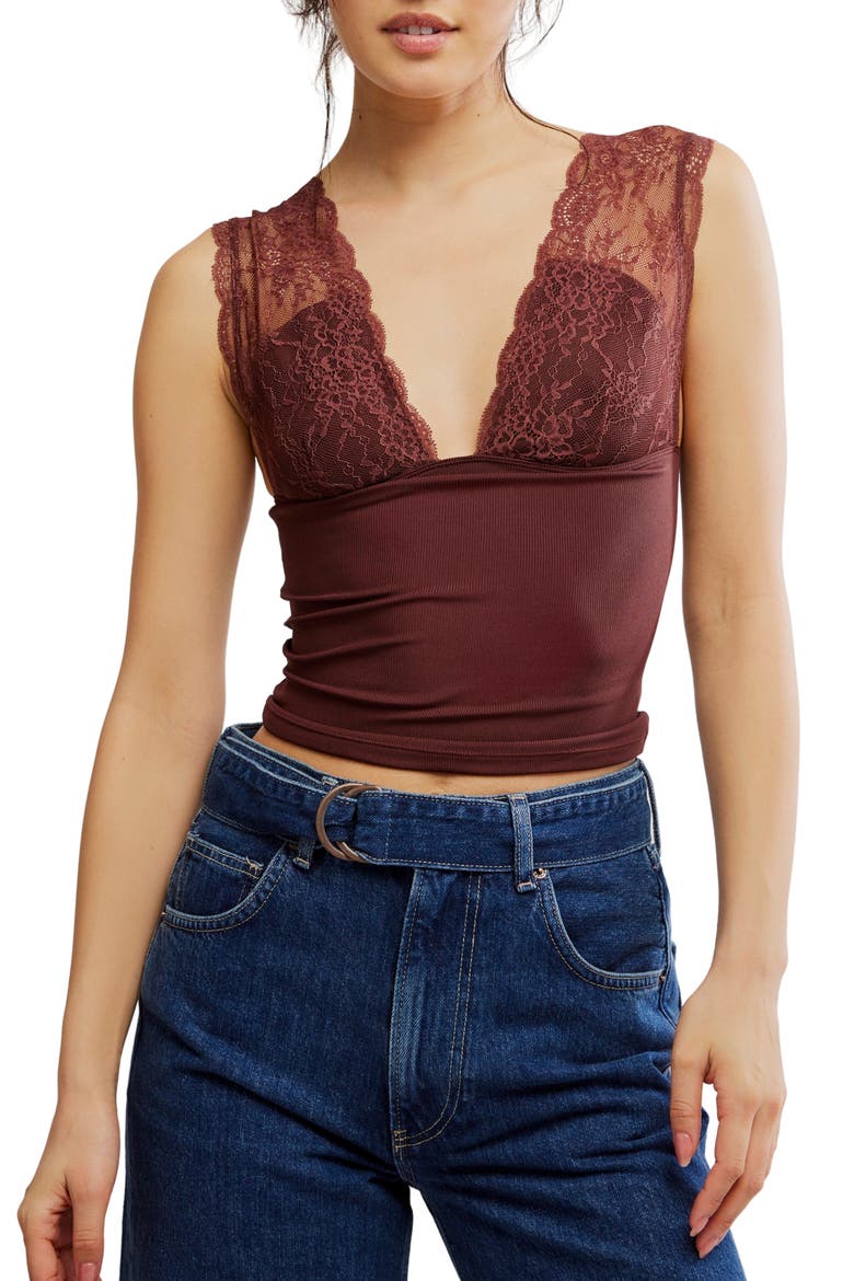 Power Pay Lace Trim Camisole, Main, color, BITTERSWEET