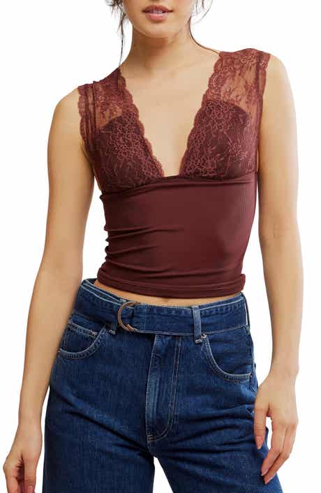 Free People Power Pay Lace Trim Camisole